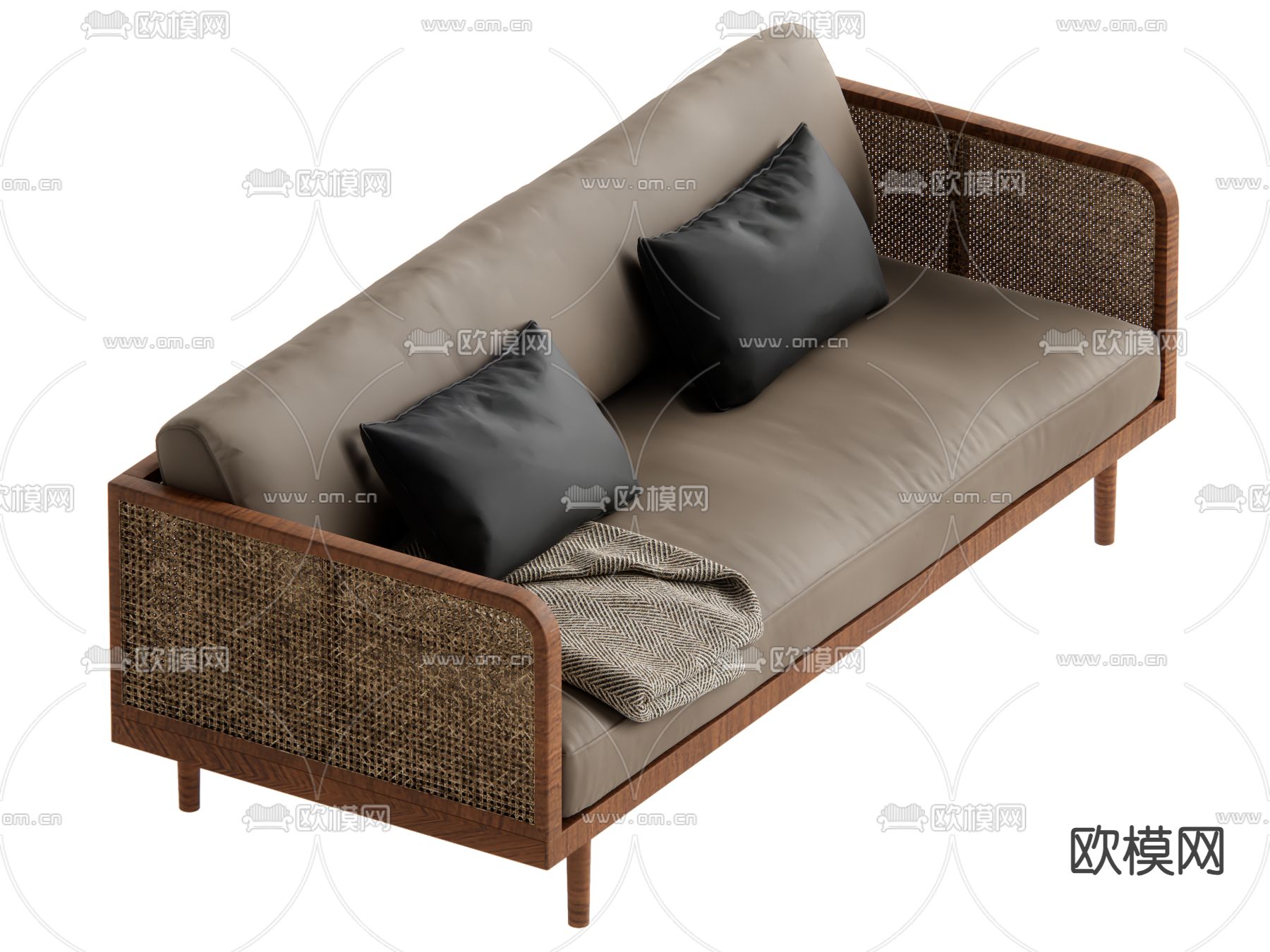 侘寂风双人沙发su模型下载（渲染图2）