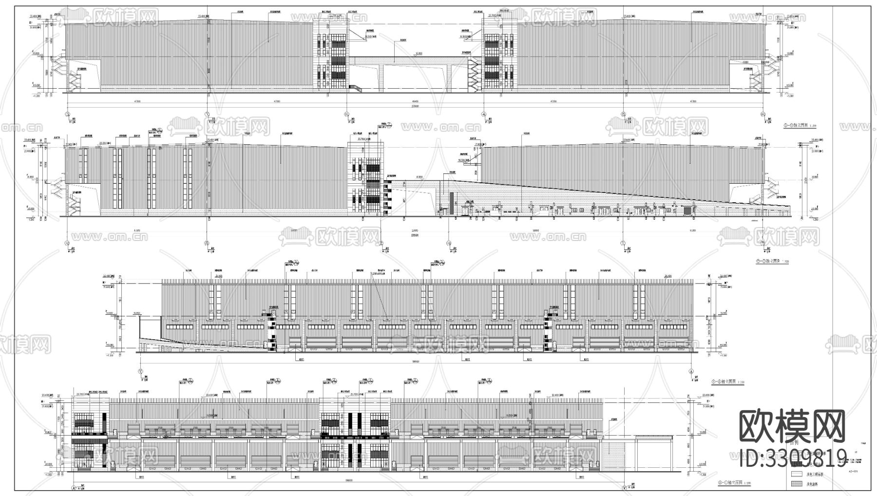 物流园厂房建筑cad平面图下载（渲染图6）