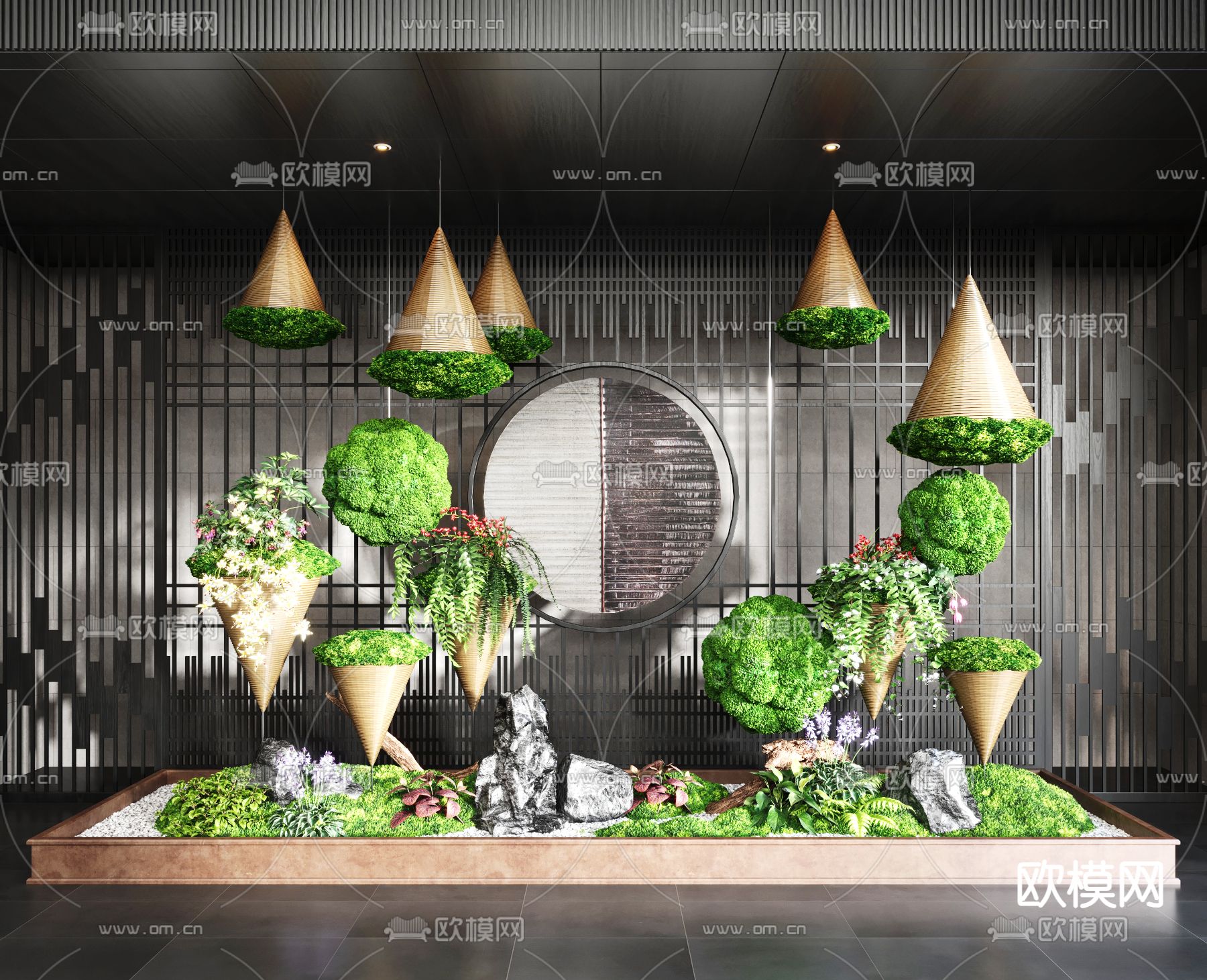 室内景观造景 苔藓造景3d模型下载