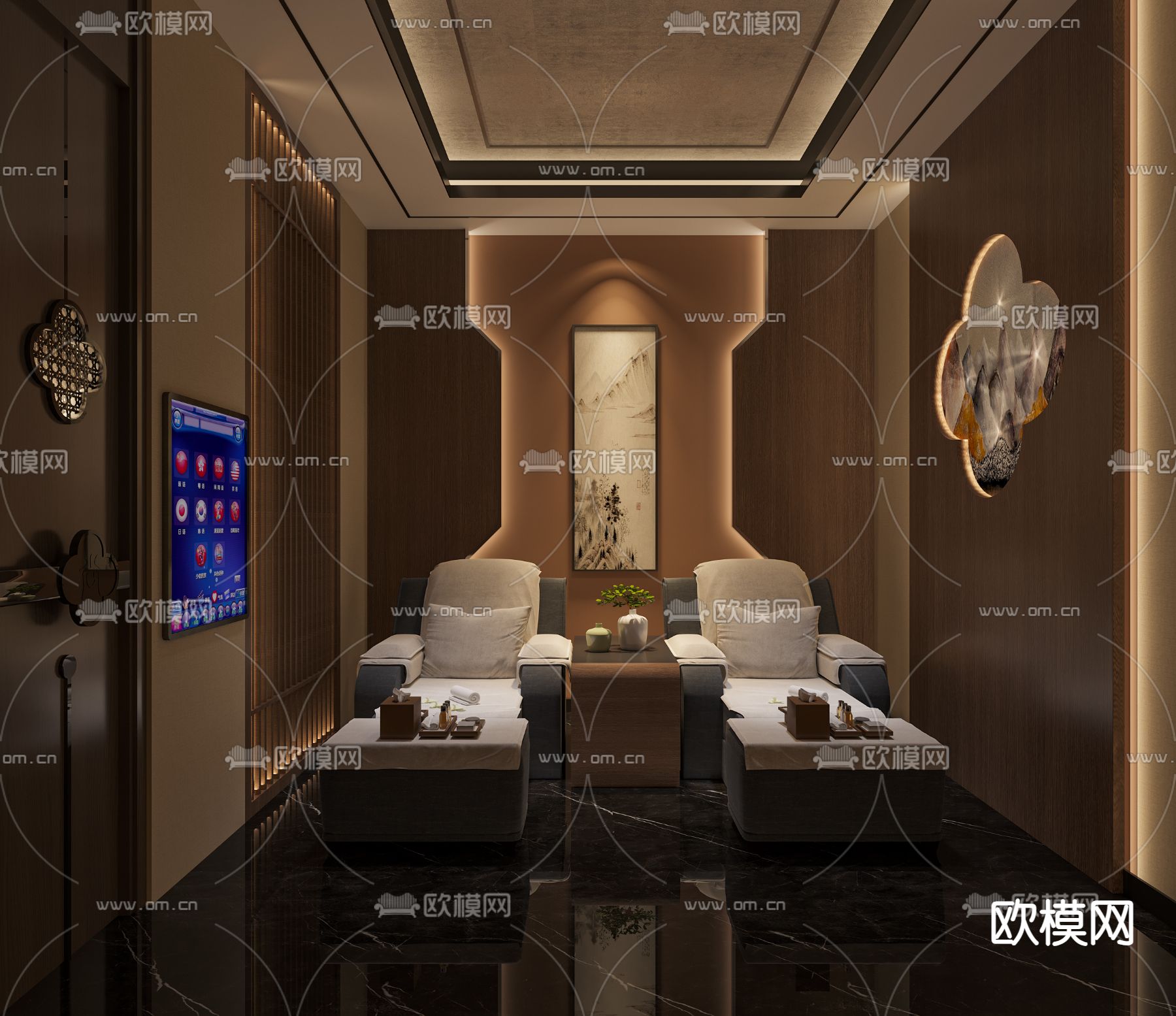 新中式足浴包房3d模型下载