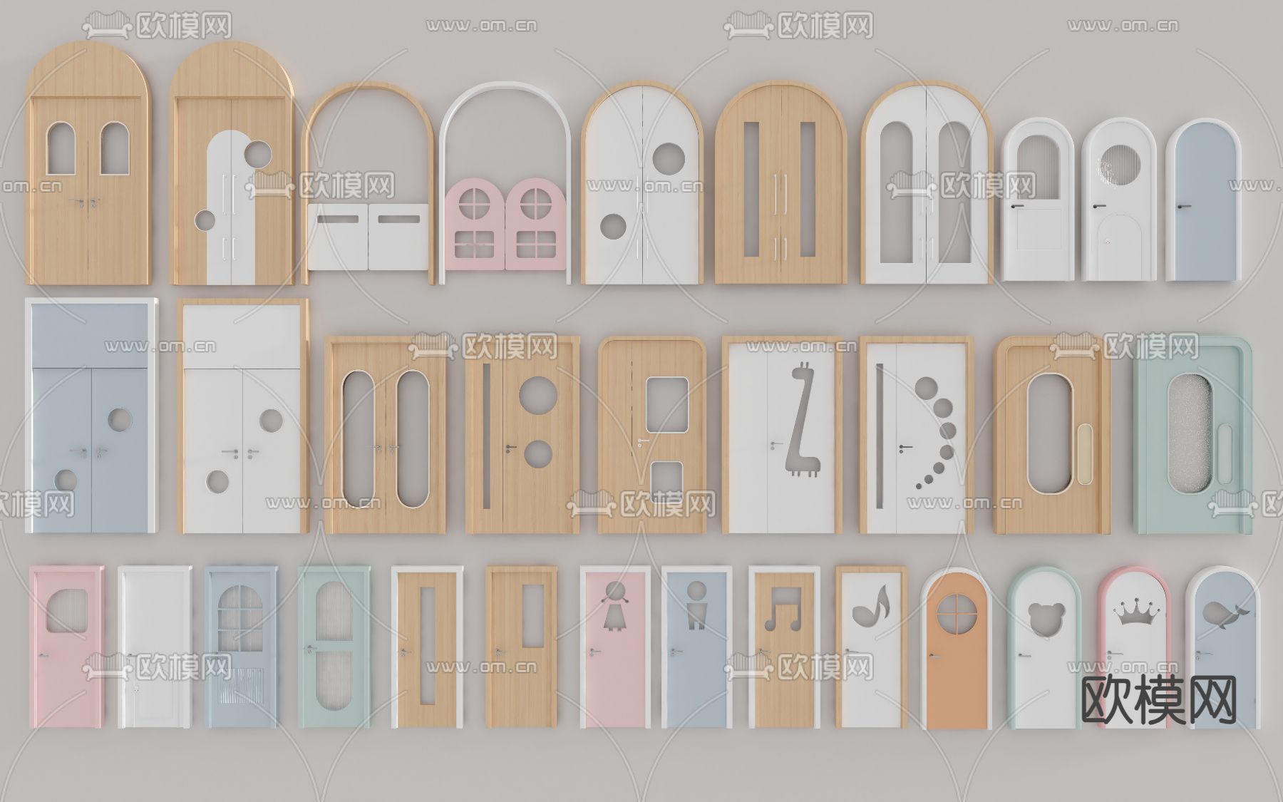 北欧房门 儿童门 卡通门 拱形门3d模型下载