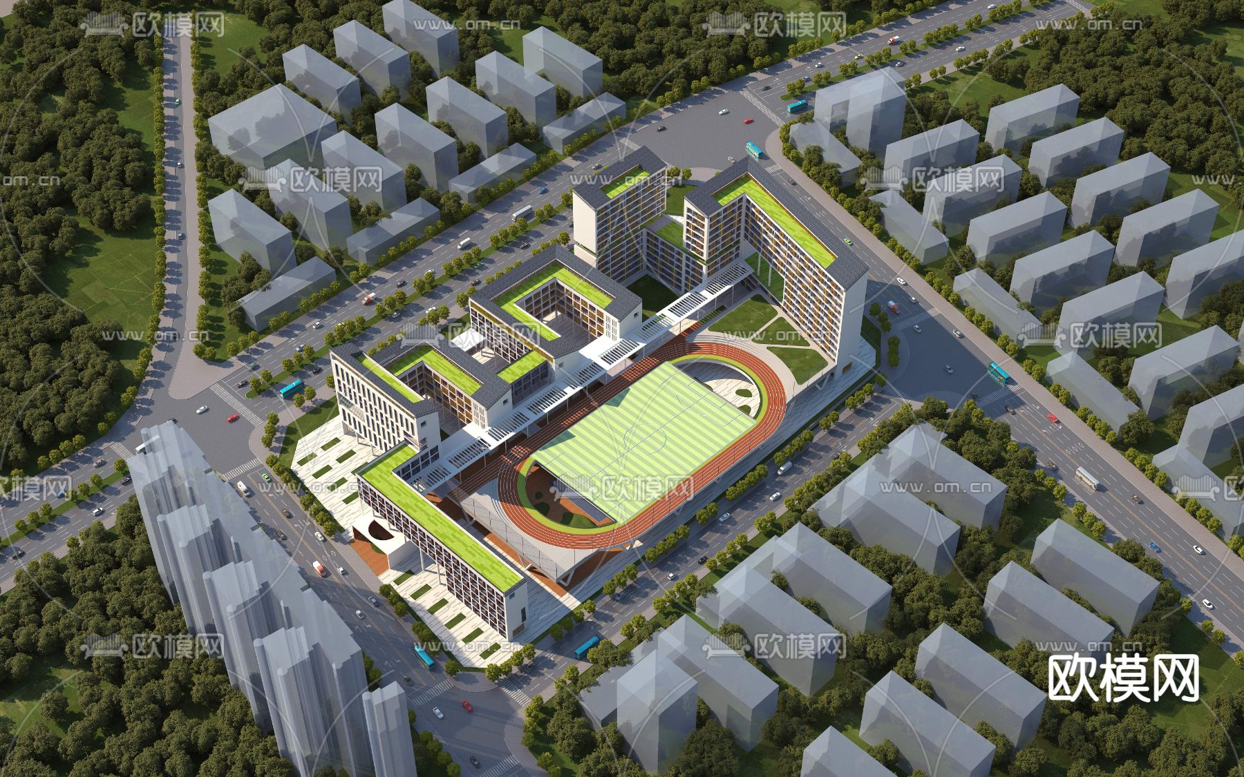 学校鸟瞰3d模型下载