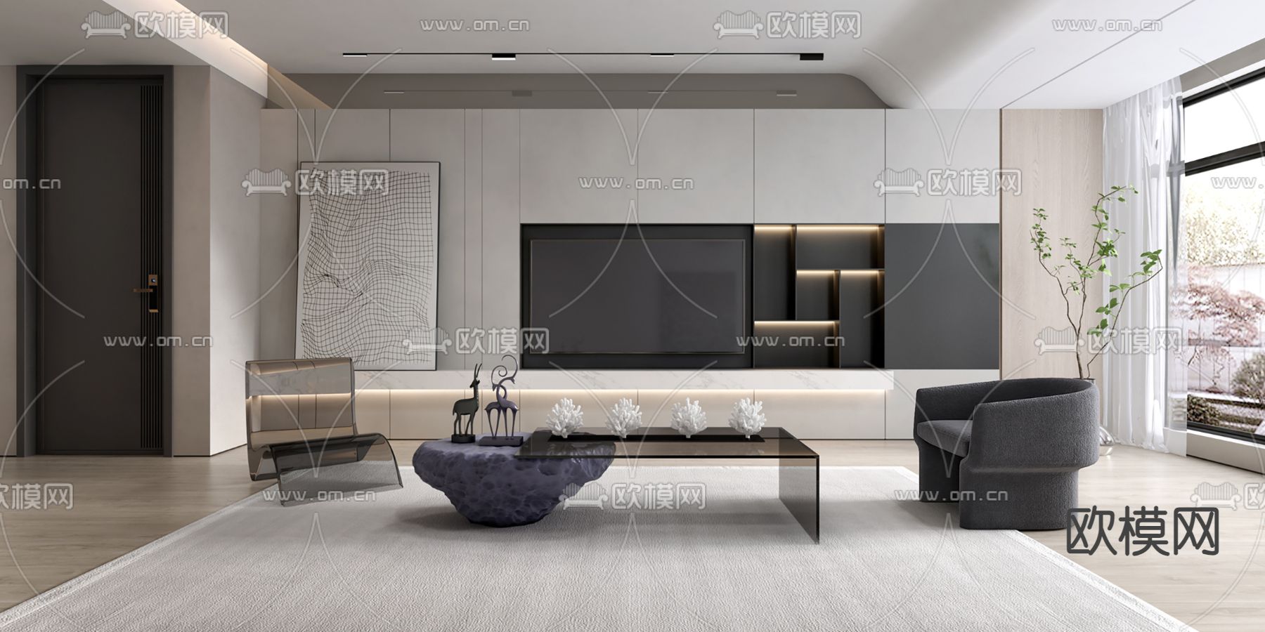 电视背景3d模型下载