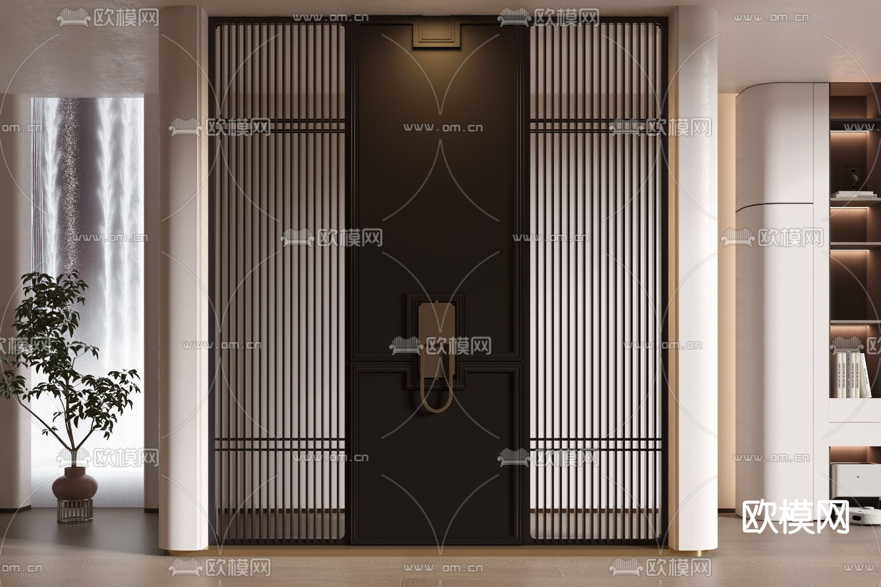中古风 玄关 走廊走道3d模型下载