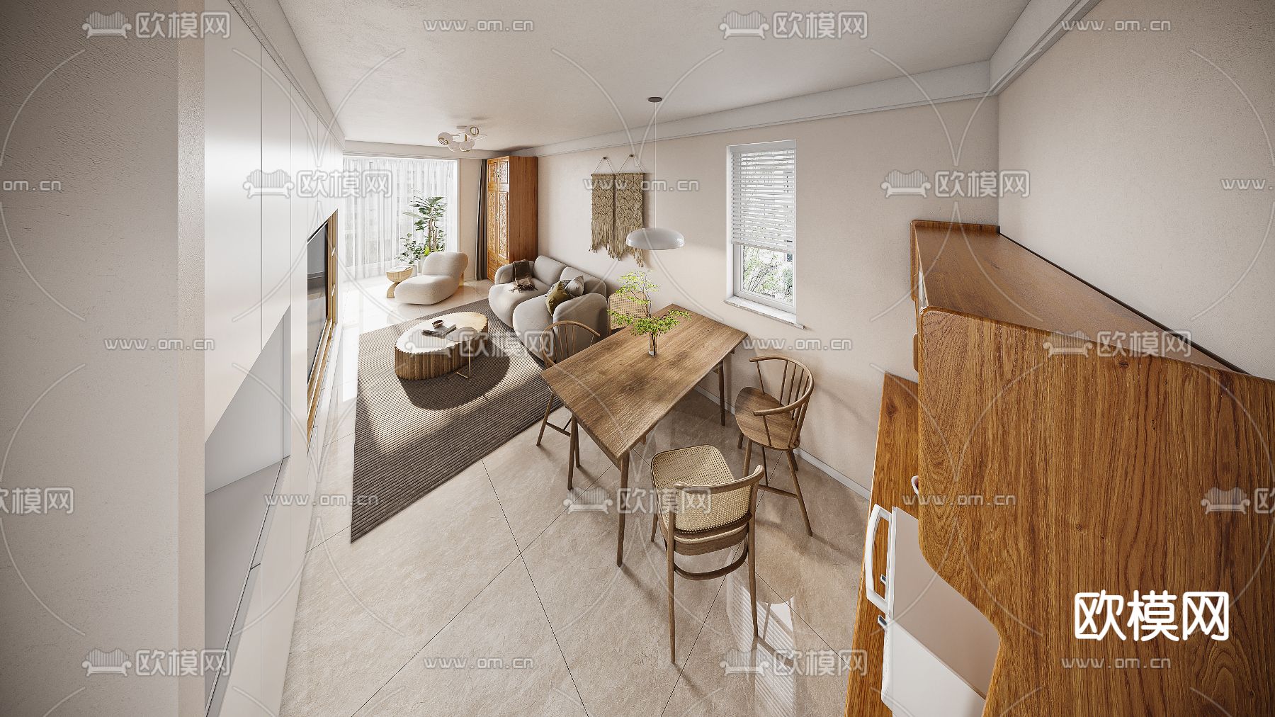 北欧客餐厅3d模型下载（渲染图4）