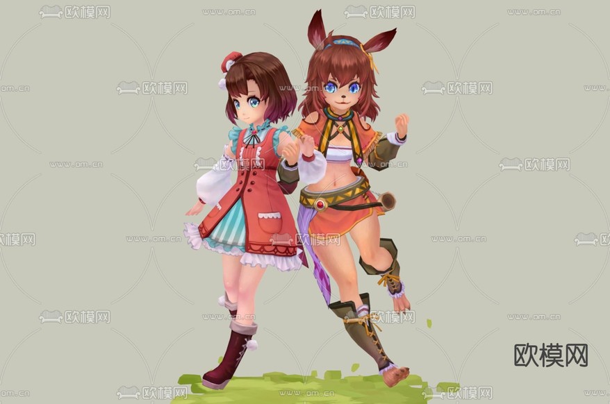 日式美少女 二次元手办 可爱动漫角色su模型下载(渲染图3)