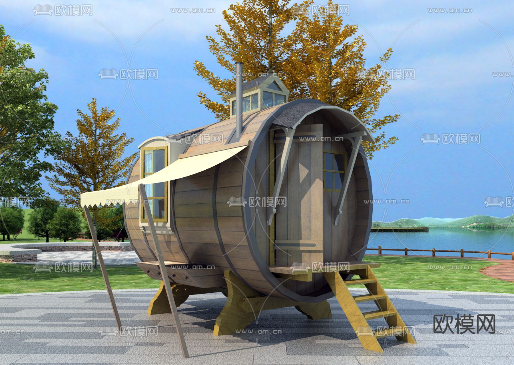 现代风格木屋3d模型下载