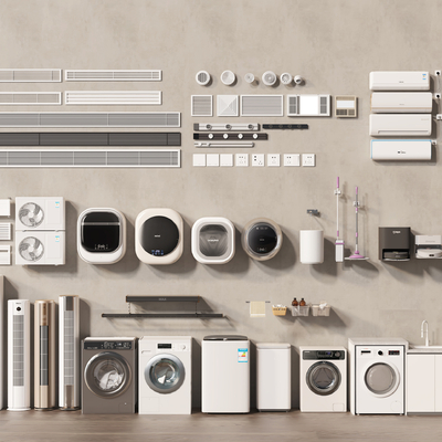  冰箱 空调 洗衣机 拖地机su模型 