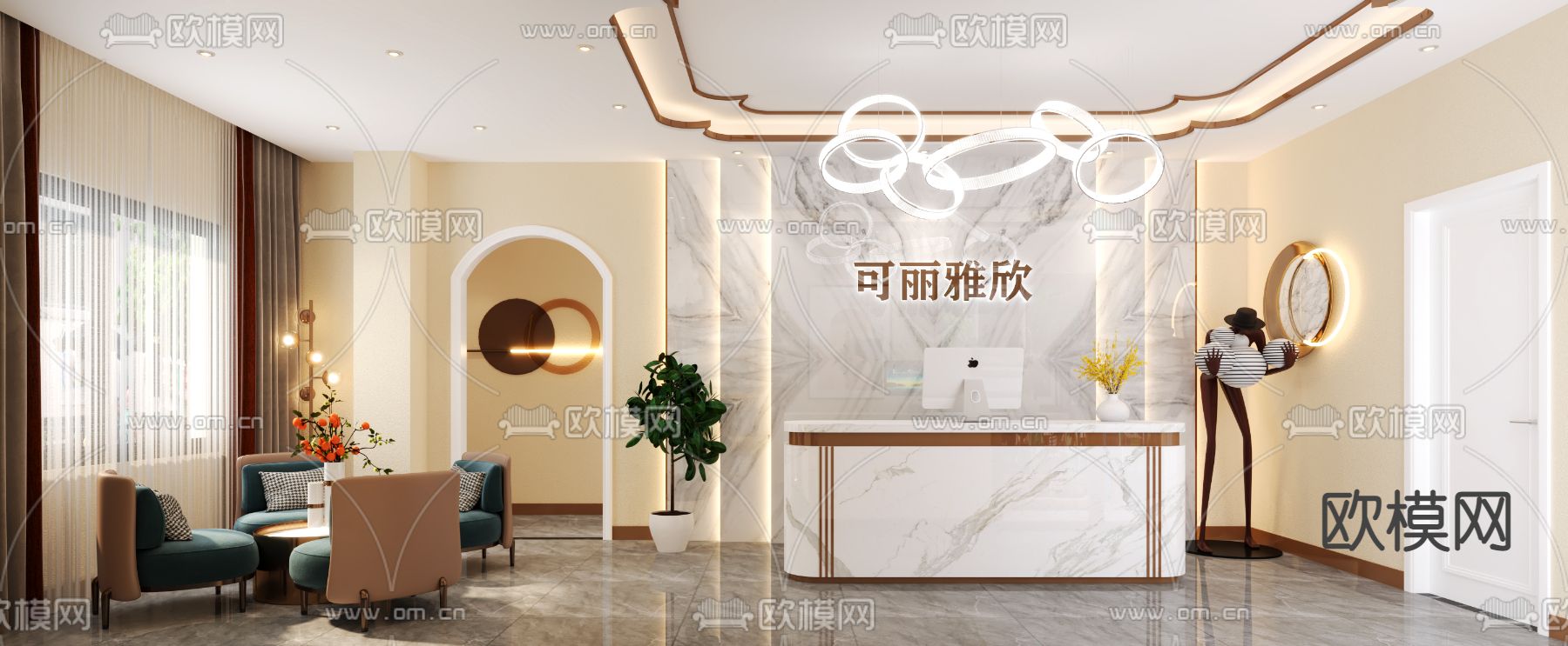 美容院前台 SPA店3d模型下载（渲染图1）