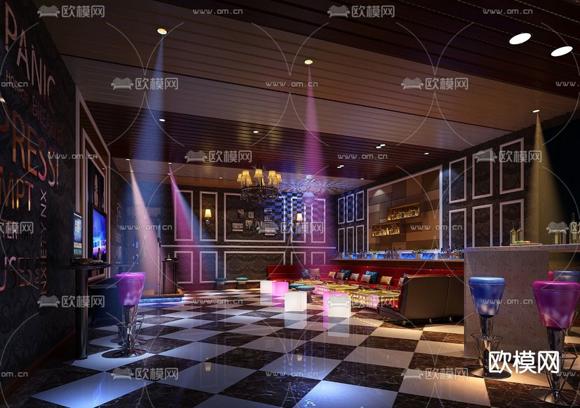 KTV包间 包房3d模型下载(渲染图1)