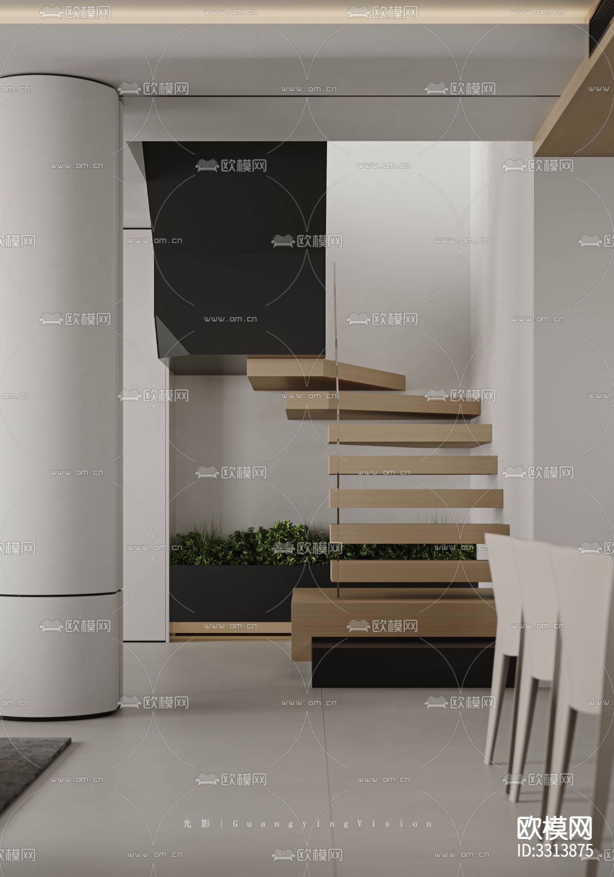 现代客餐厅效果图下载（渲染图2）