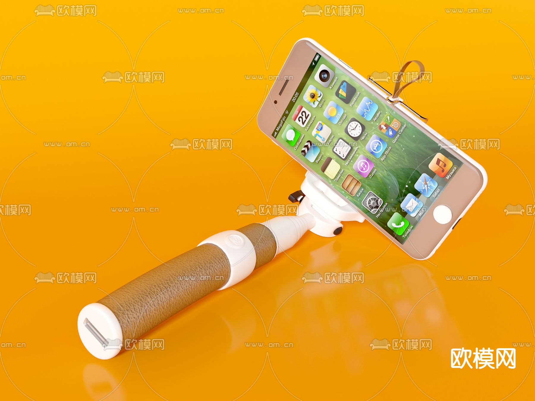 自拍杆 苹果手机3d模型下载