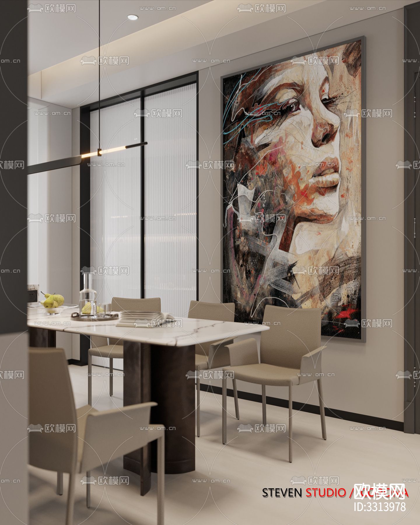 现代客餐厅效果图下载（渲染图7）