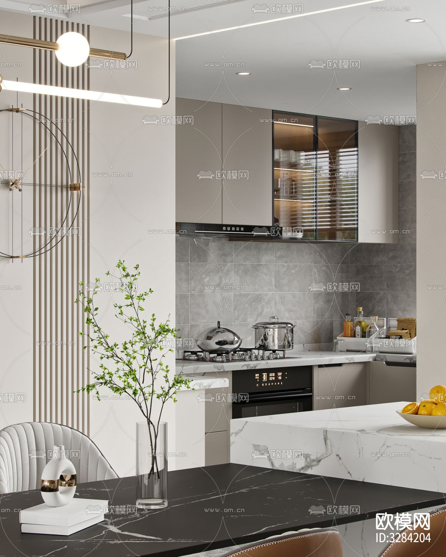 现代客餐厅效果图下载（渲染图18）