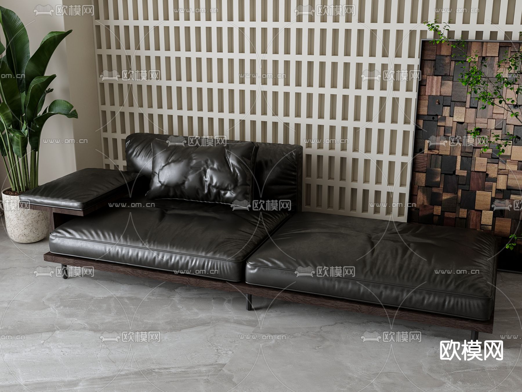 皮革贵妃椅 美人榻3d模型下载