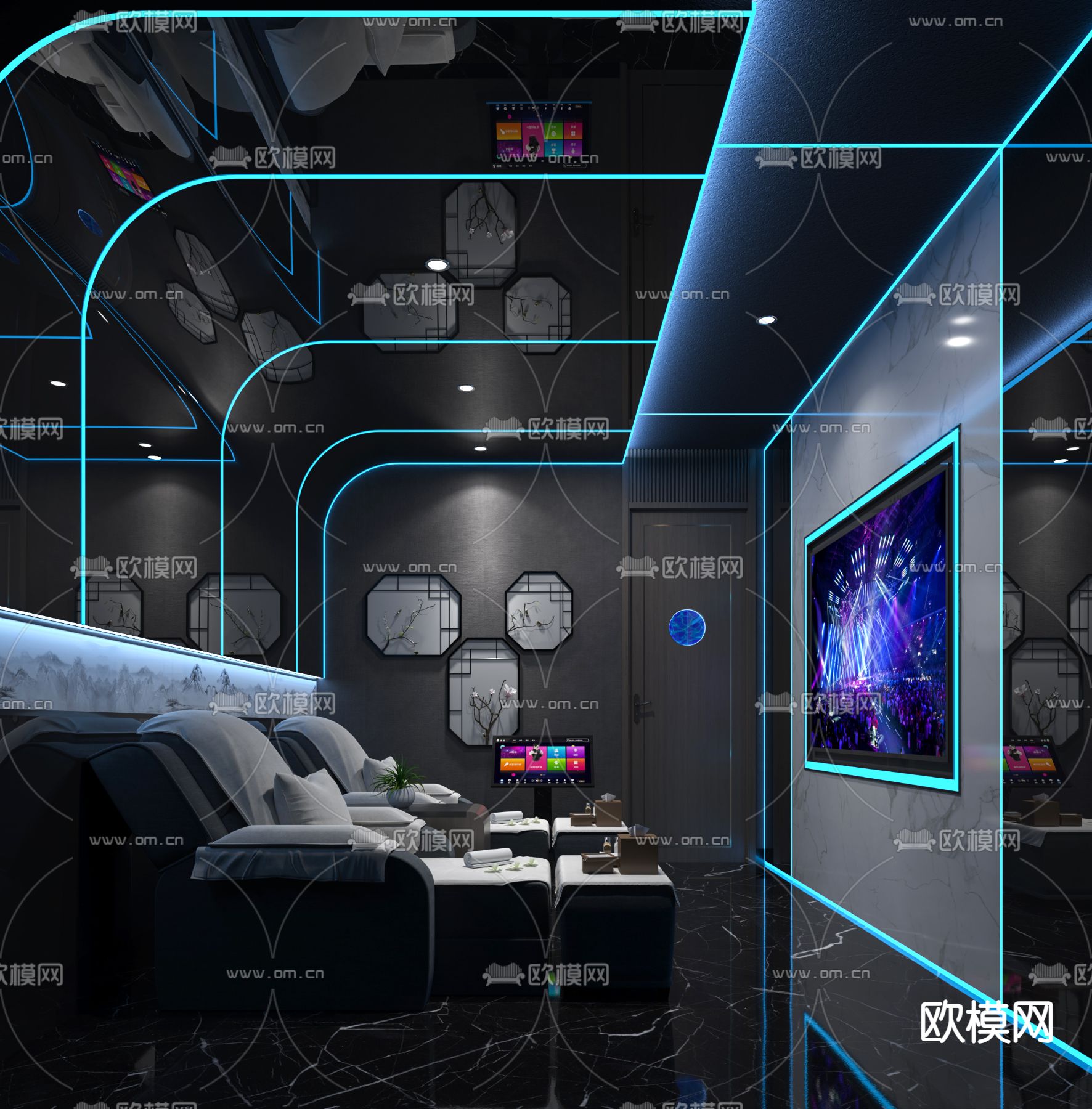 新中式洗浴中心3d模型下载
