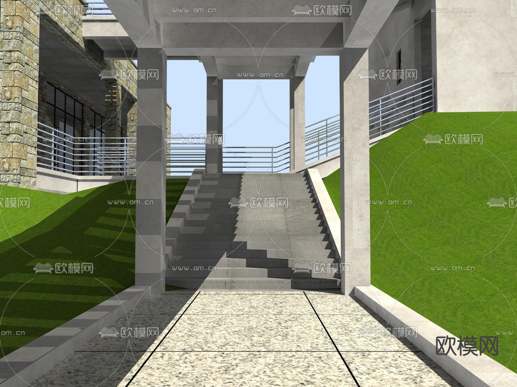 新中式 学校外观3d模型下载（渲染图3）
