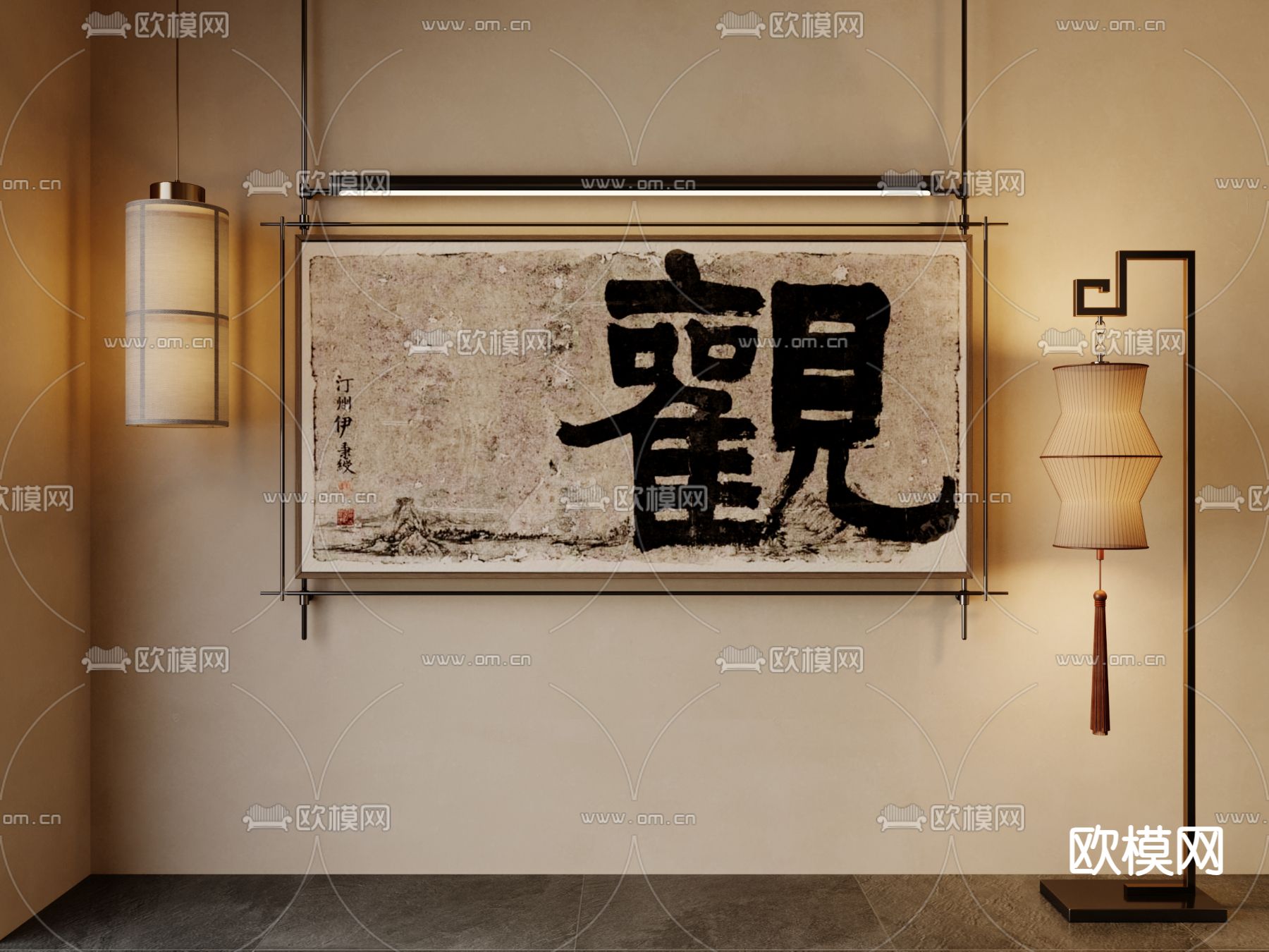 中古风字画 挂画3d模型下载