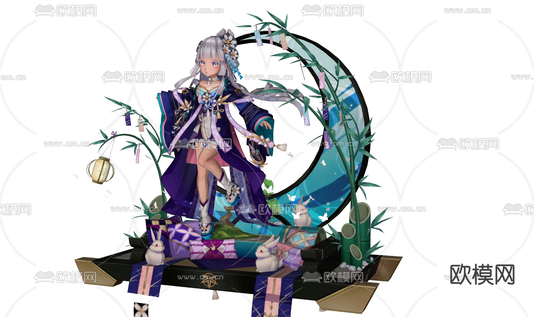 日系美少女 二次元手办 幻想神域游戏角色3d模型下载（渲染图3）