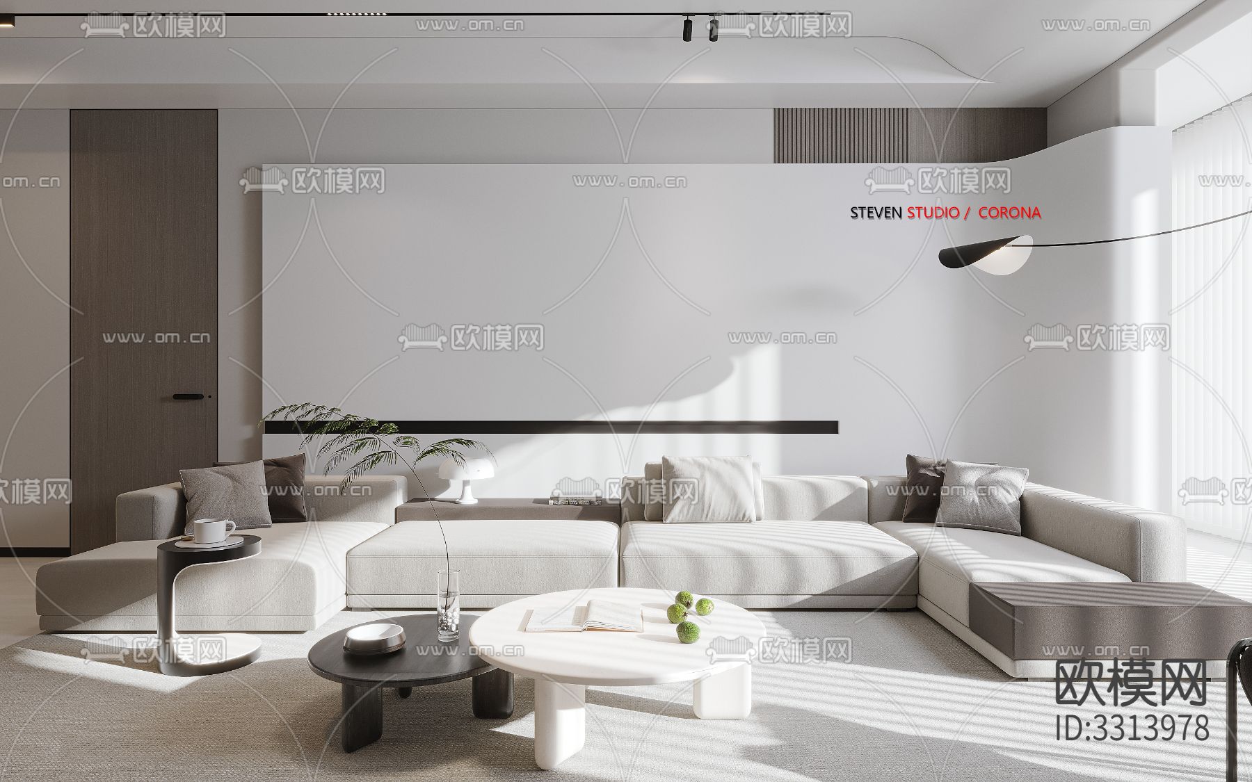 现代客餐厅效果图下载（渲染图1）