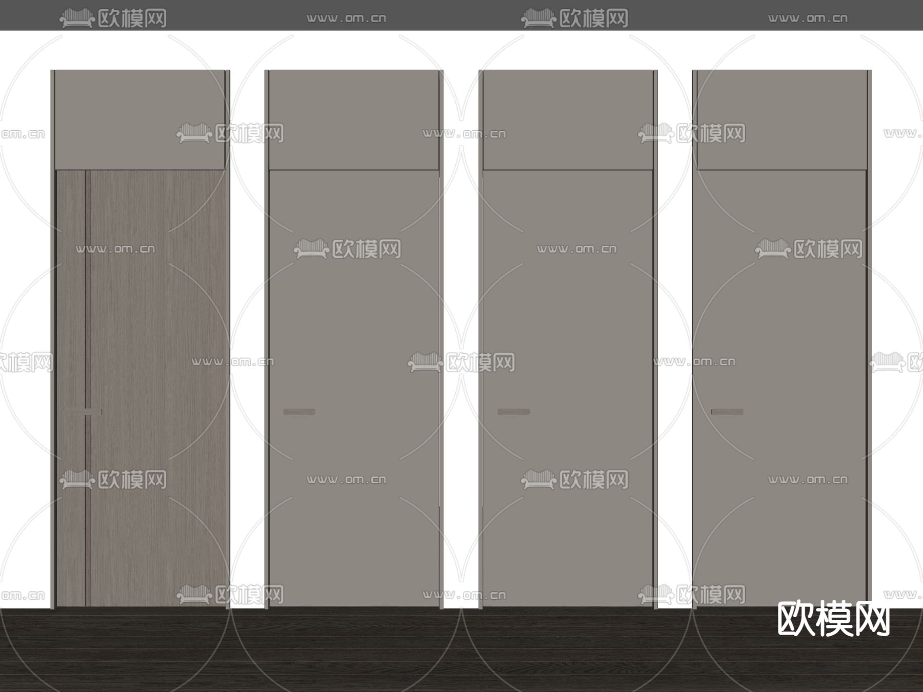 奶油风单开门 平开门 通顶门su模型下载（渲染图1）
