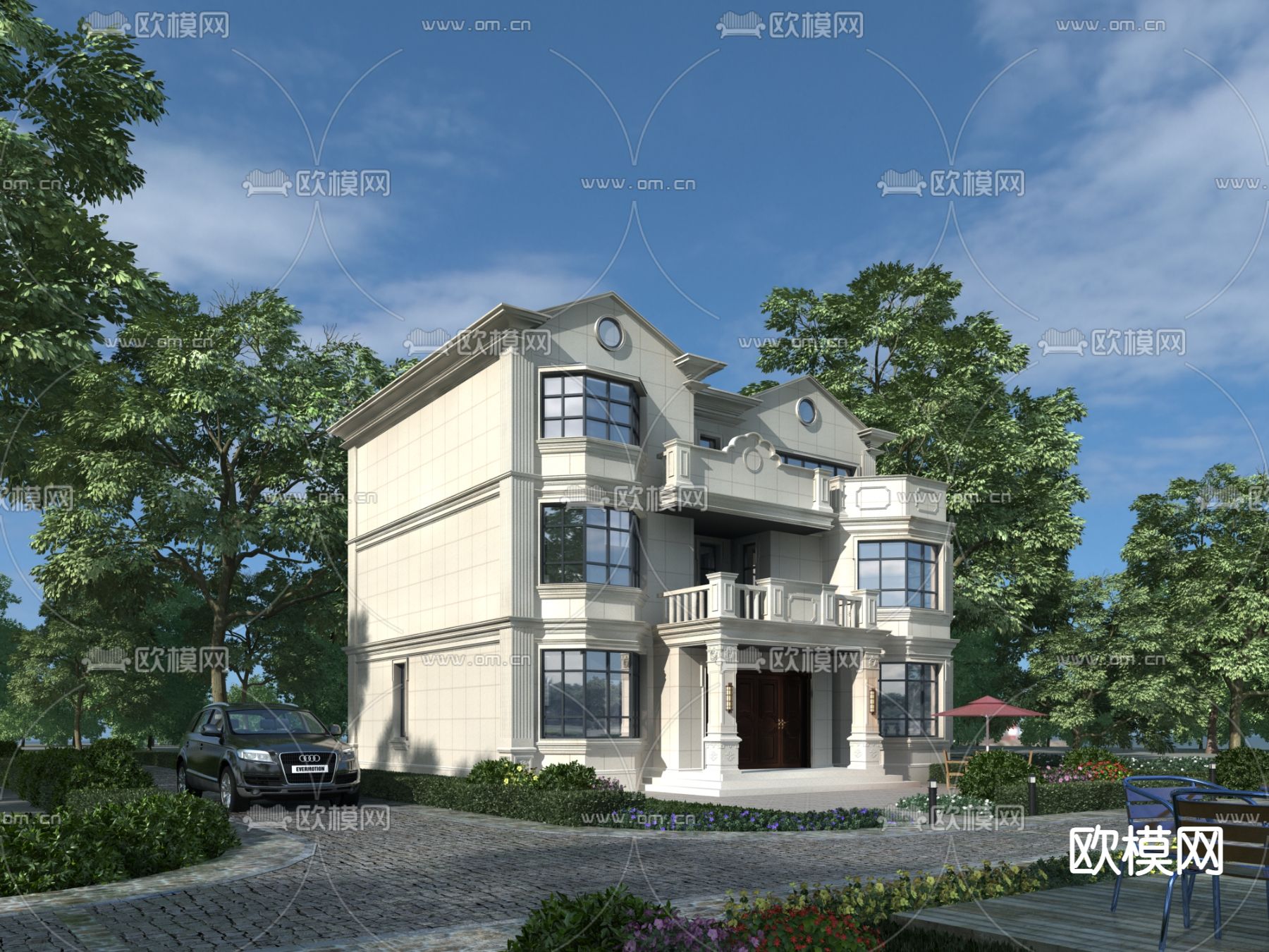 独栋别墅外观 自建房3d模型下载