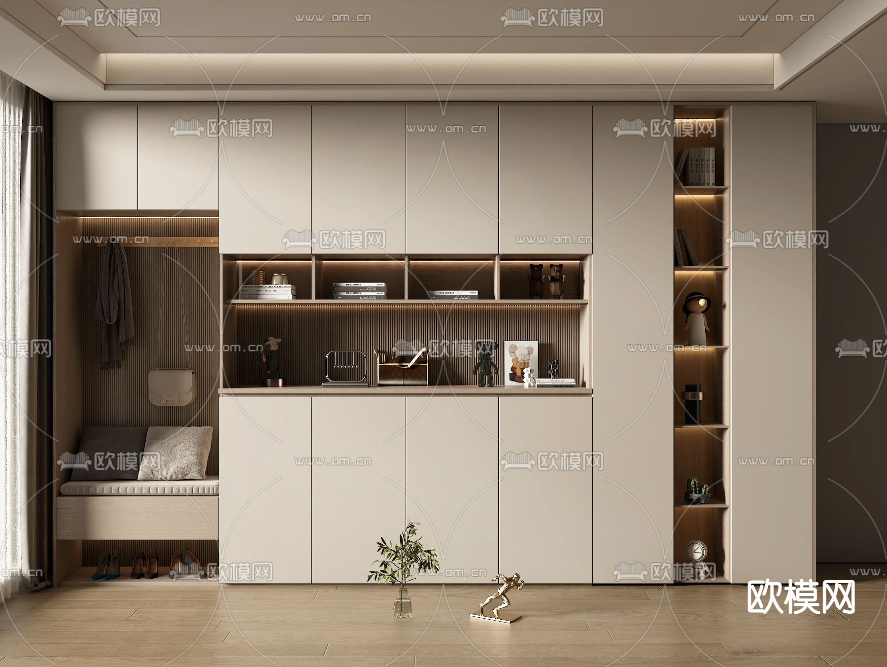 现代鞋柜 鞋帽柜3d模型下载