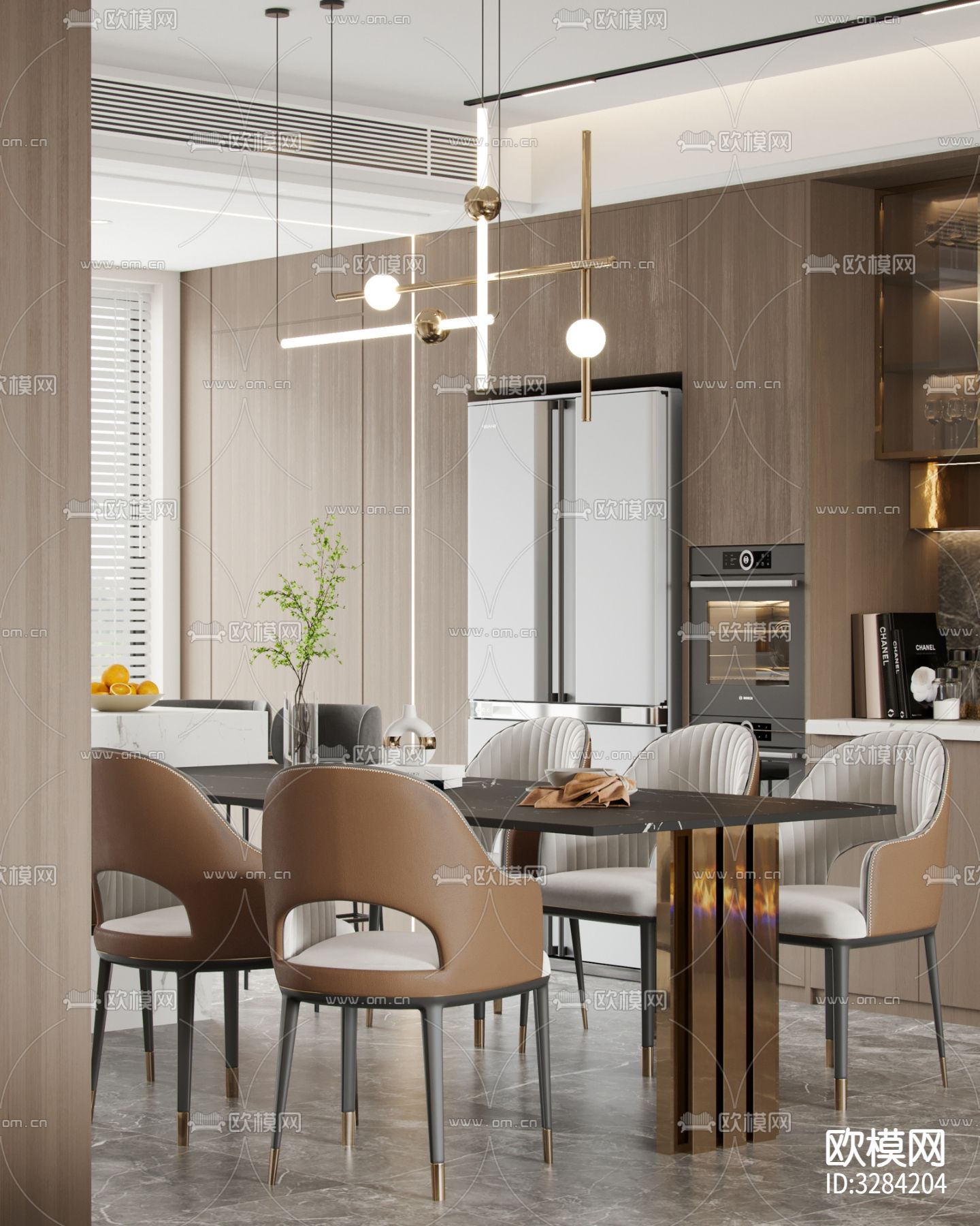 现代客餐厅效果图下载（渲染图14）