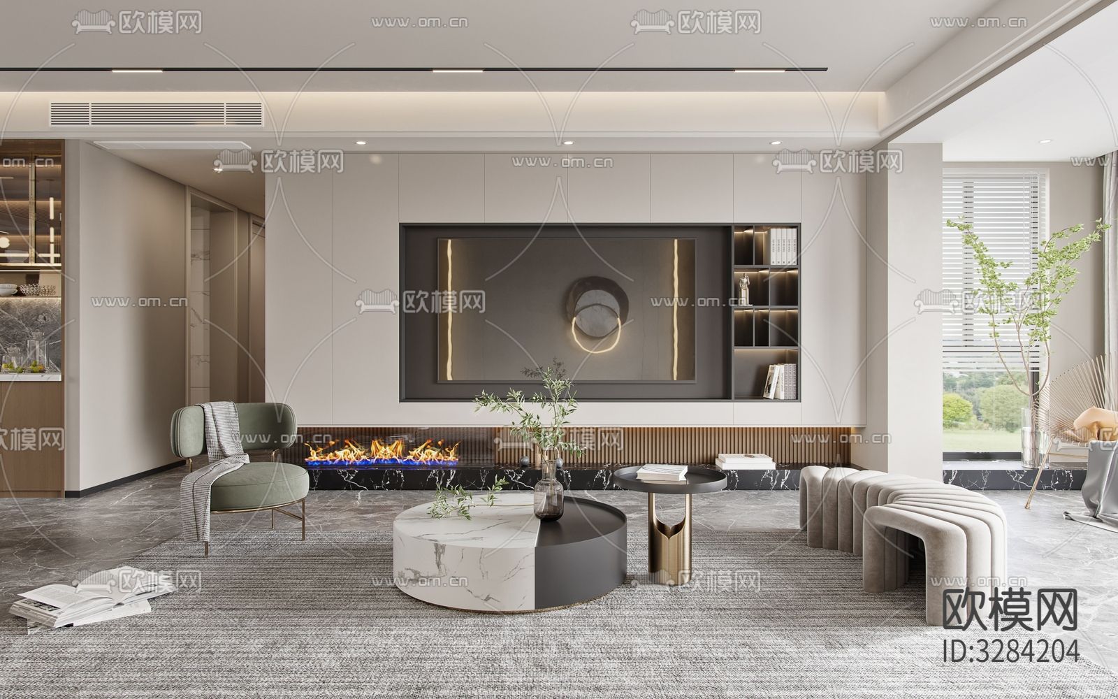 现代客餐厅效果图下载（渲染图16）