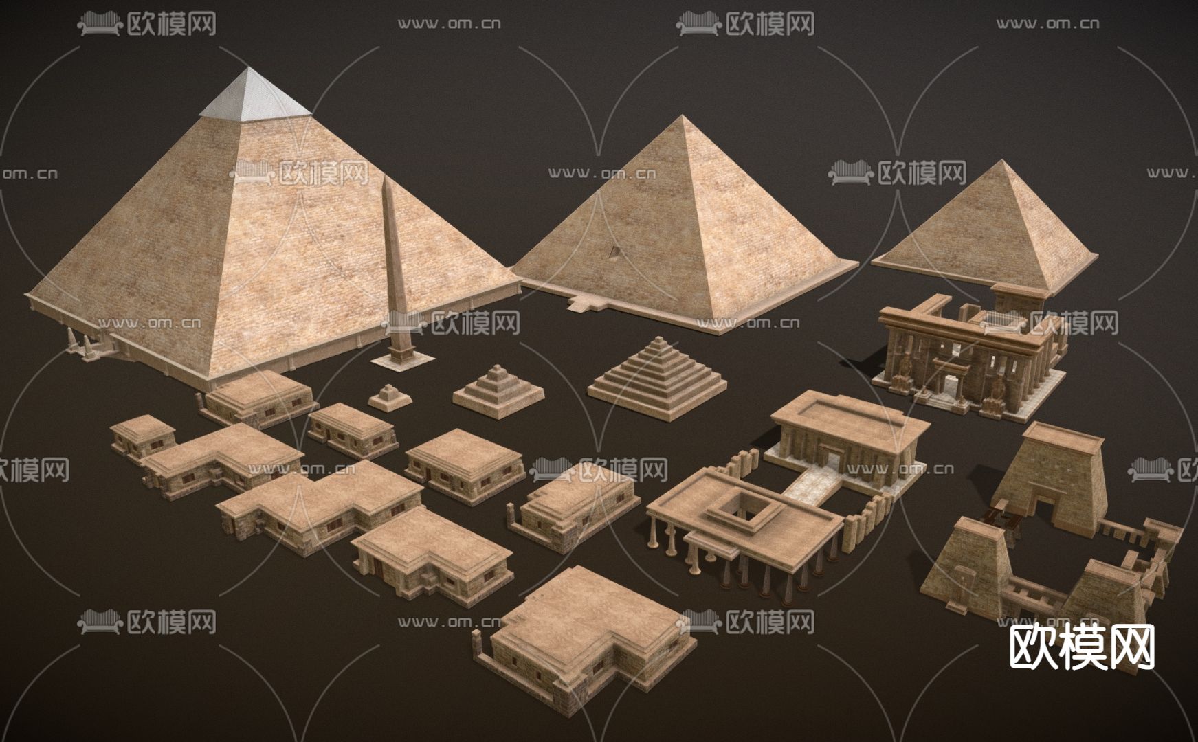 沙漠建筑 金字塔 特色古建筑 热带建筑3d模型下载（渲染图1）