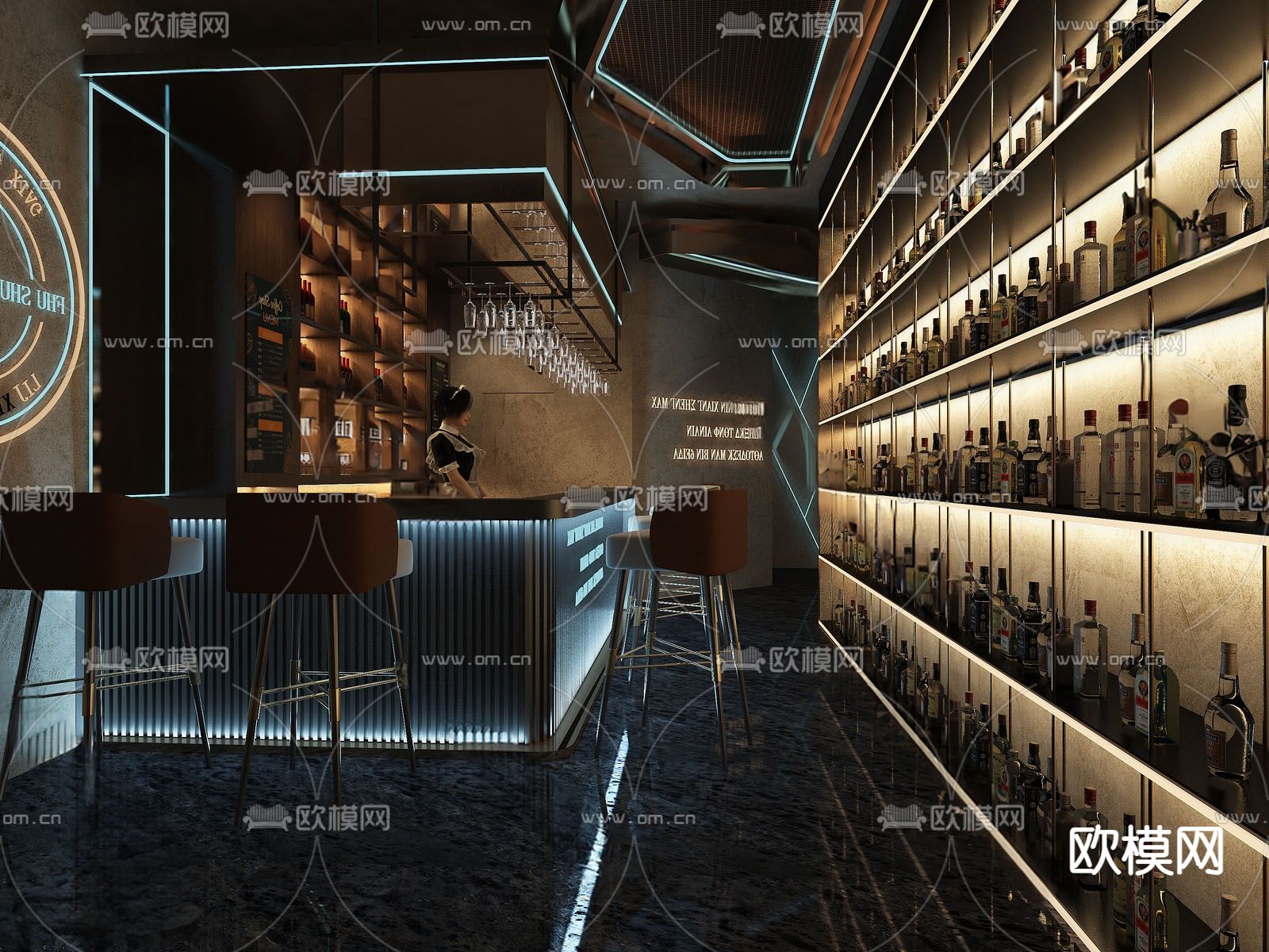 现代酒吧 清吧3d模型下载