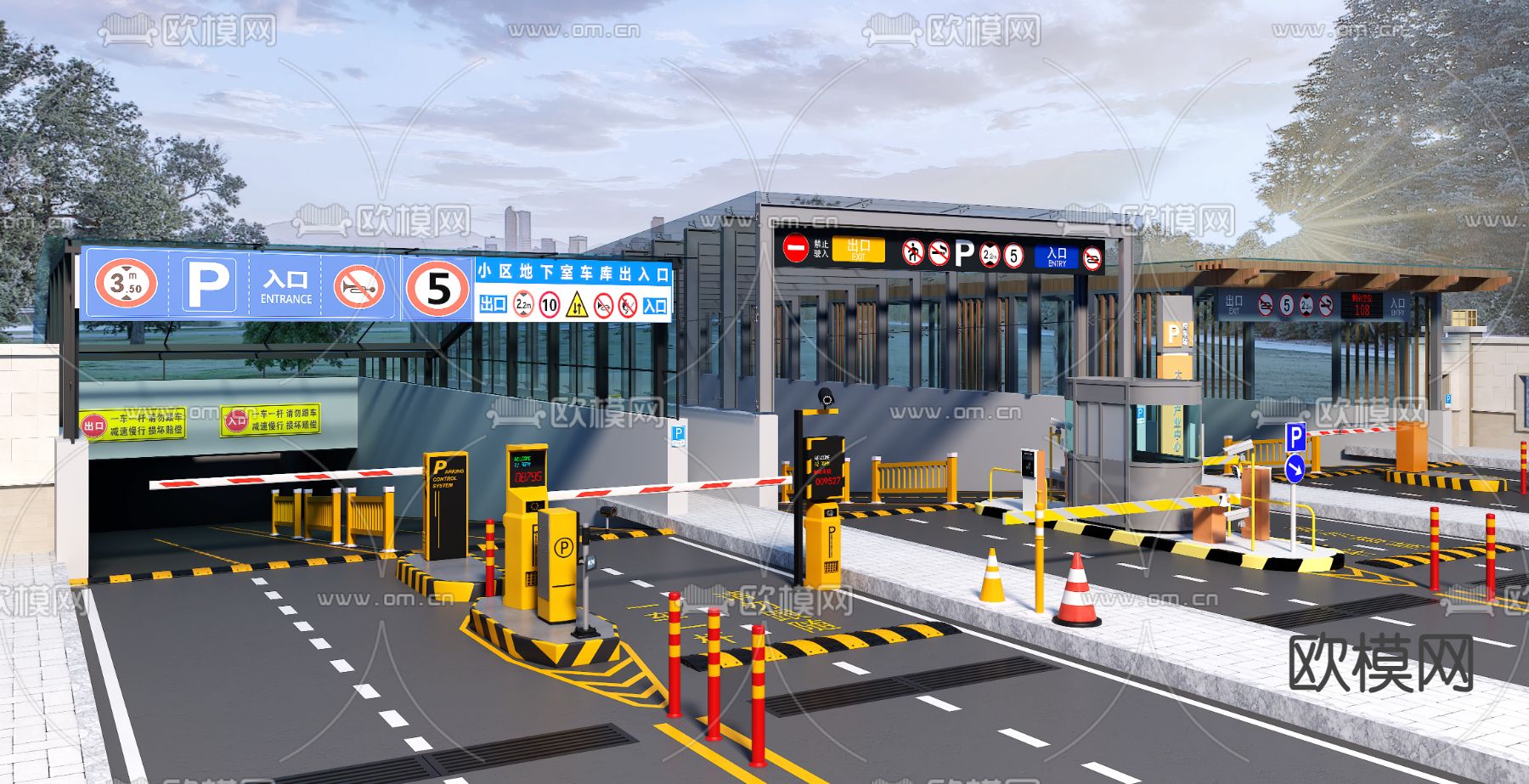车库入口 停车场入口3d模型下载（渲染图1）
