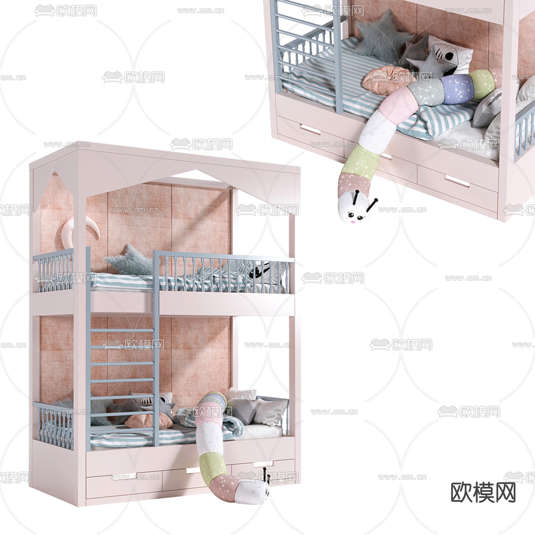 上下铺 儿童床 婴儿床3d模型下载