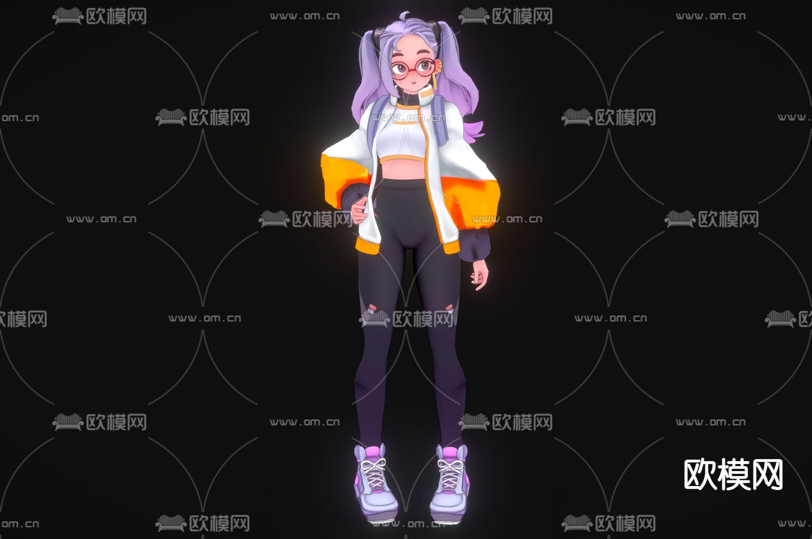 日系美少女 可爱人物 动漫角色3d模型下载（渲染图1）