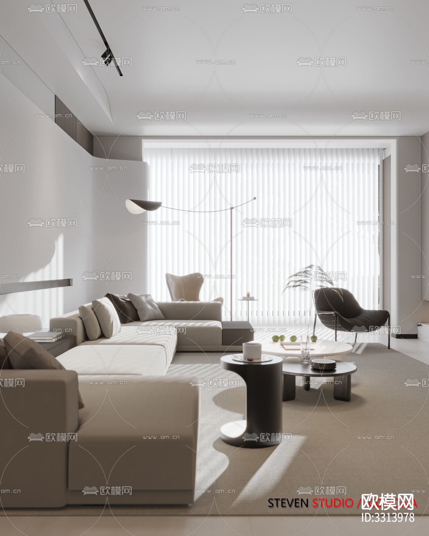 现代客餐厅效果图下载（渲染图6）