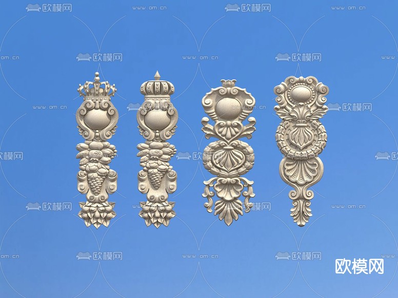 欧式柱板 雕花 石膏雕花3d模型下载(渲染图1)