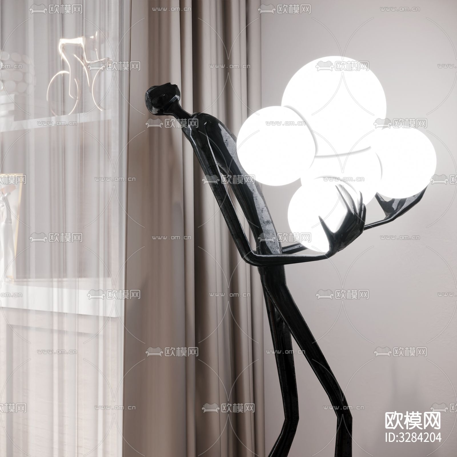 现代客餐厅效果图下载（渲染图4）