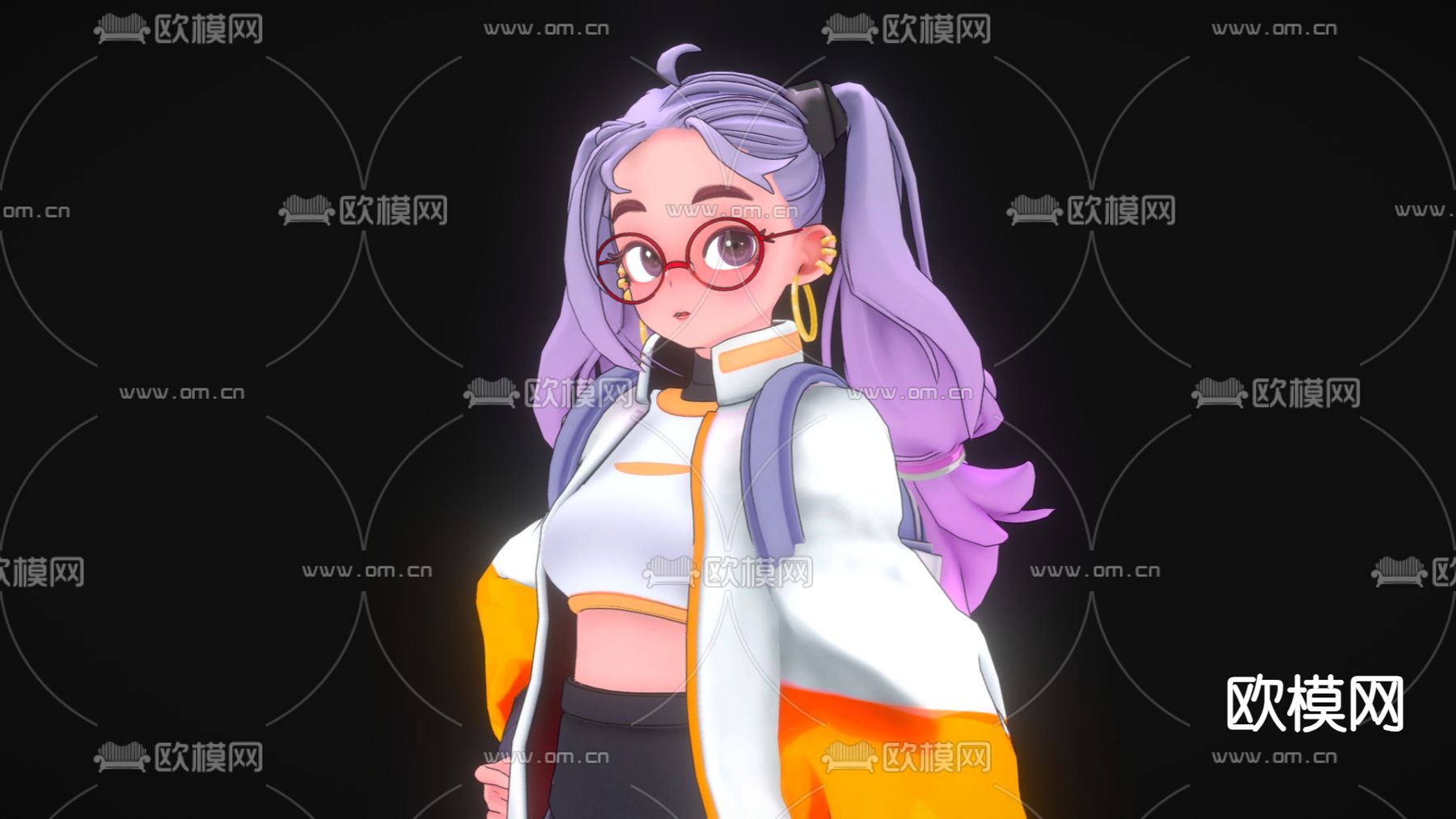 日系美少女 可爱人物 动漫角色3d模型下载（渲染图2）