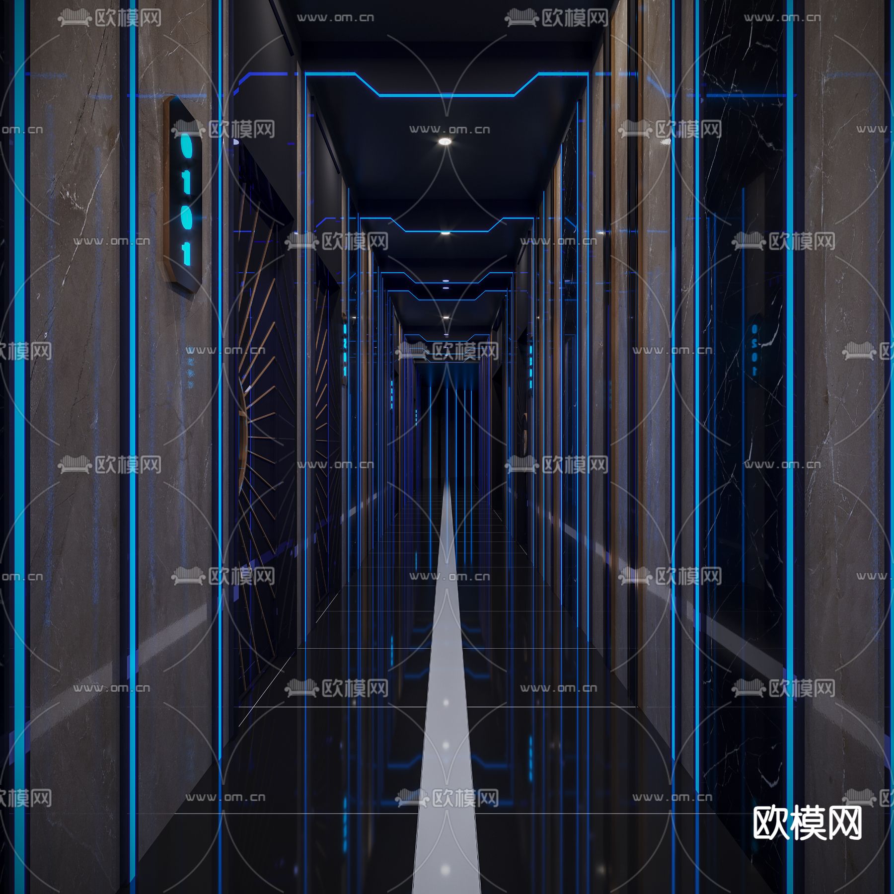 KTV走廊 过道3d模型下载（渲染图2）