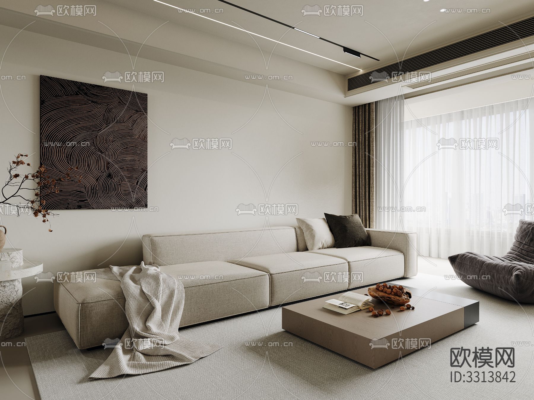 现代客餐厅效果图下载（渲染图4）