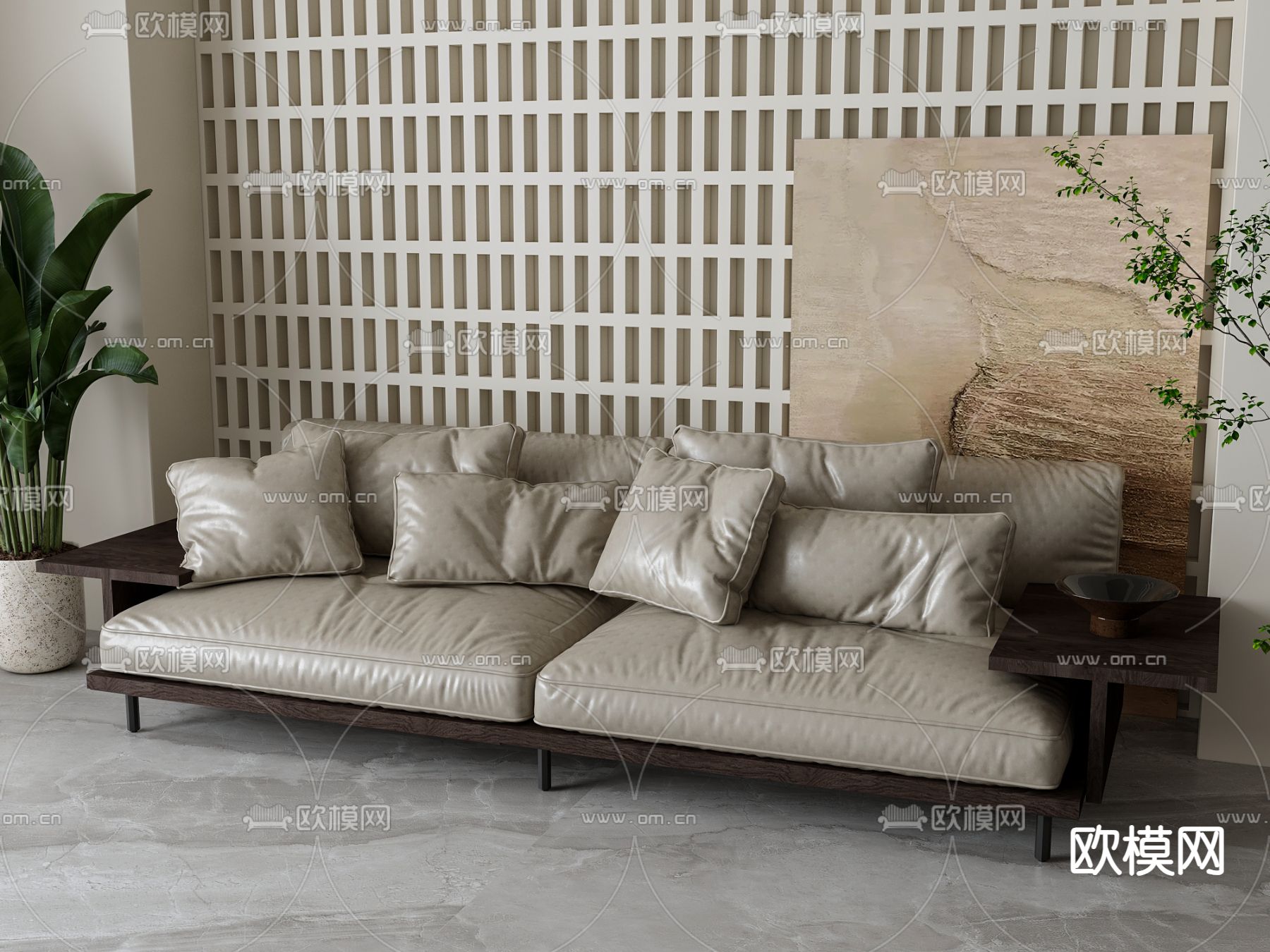 皮革沙发 双人沙发3d模型下载