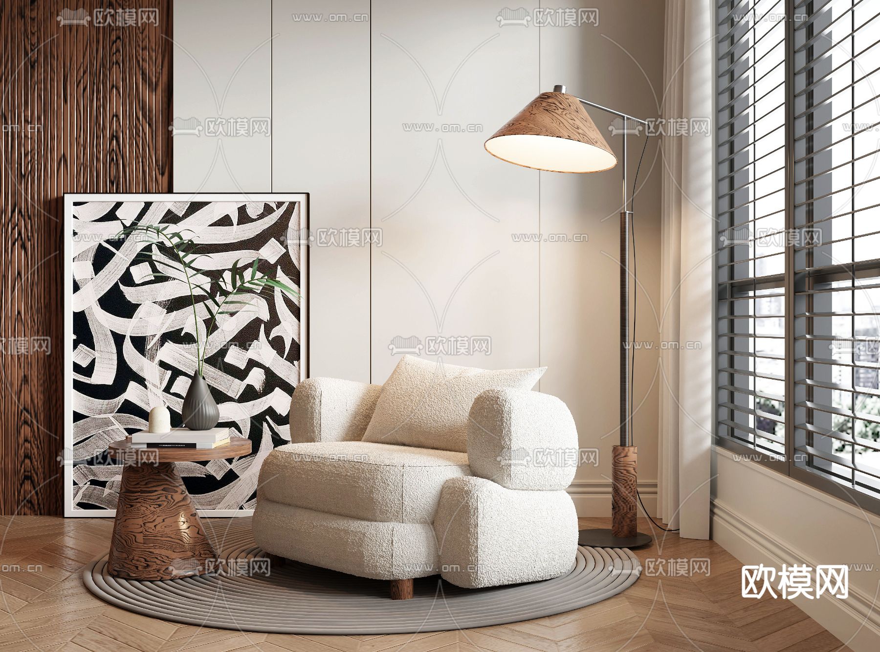 中古风单人沙发 3d模型下载