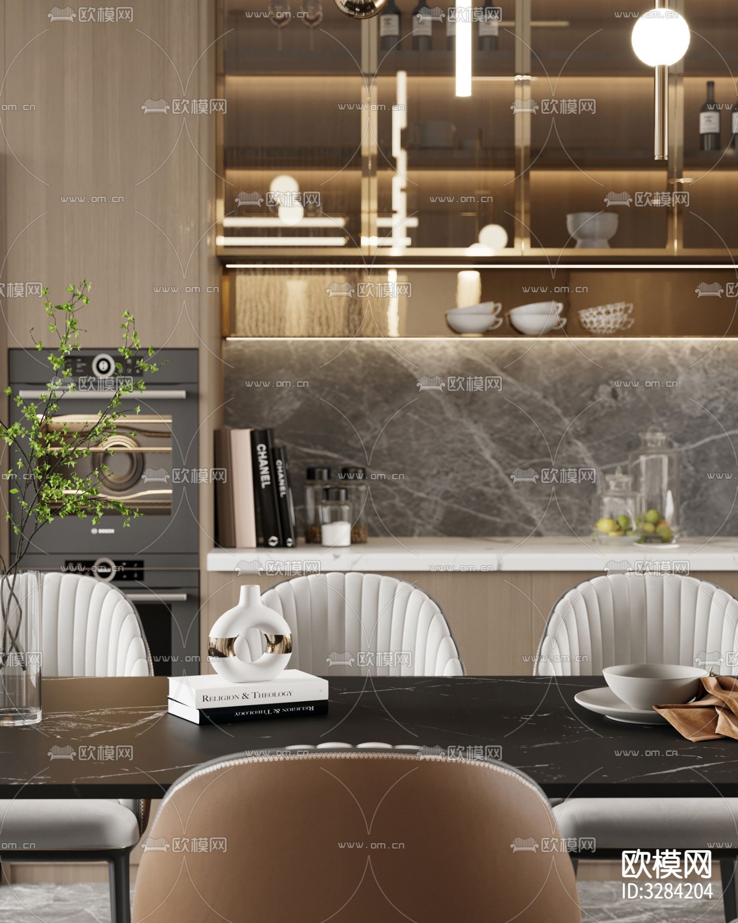 现代客餐厅效果图下载（渲染图11）