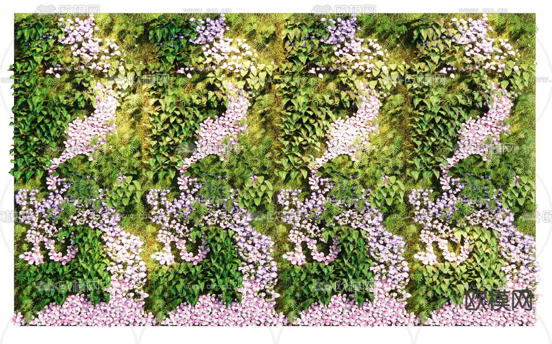 现代绿植墙su模型下载（渲染图2）