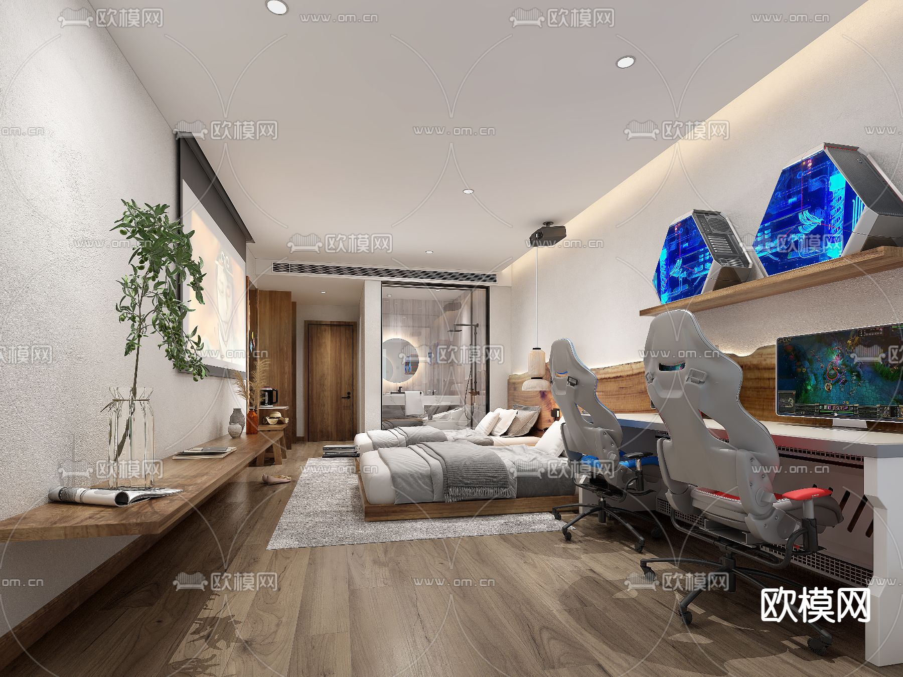 电竞酒店 电竞房3d模型下载