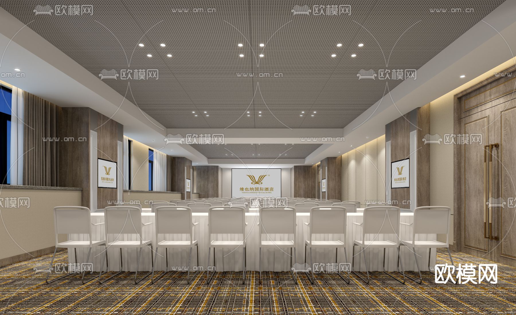 简欧酒店 走廊3d模型下载（渲染图2）