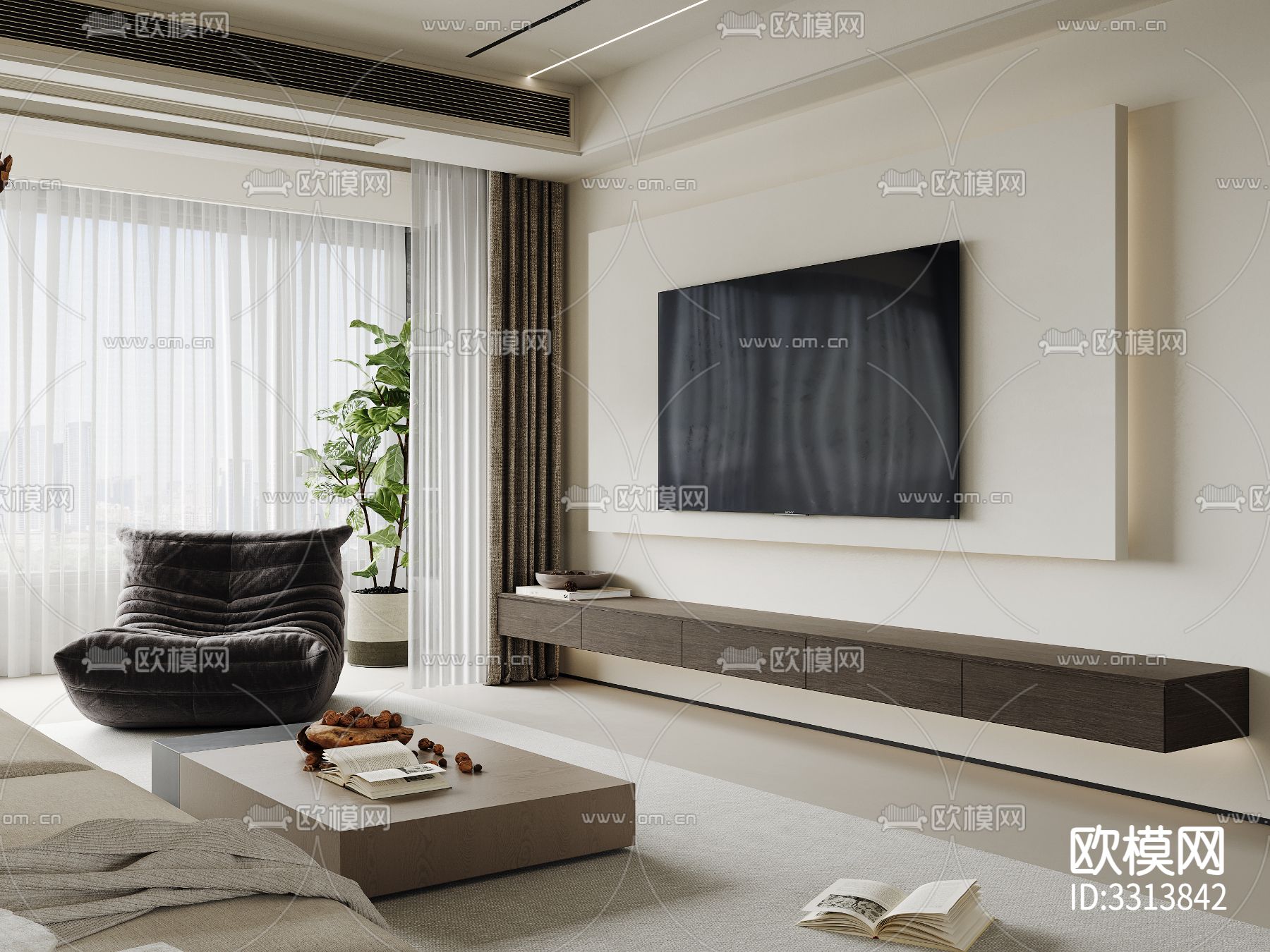 现代客餐厅效果图下载（渲染图5）