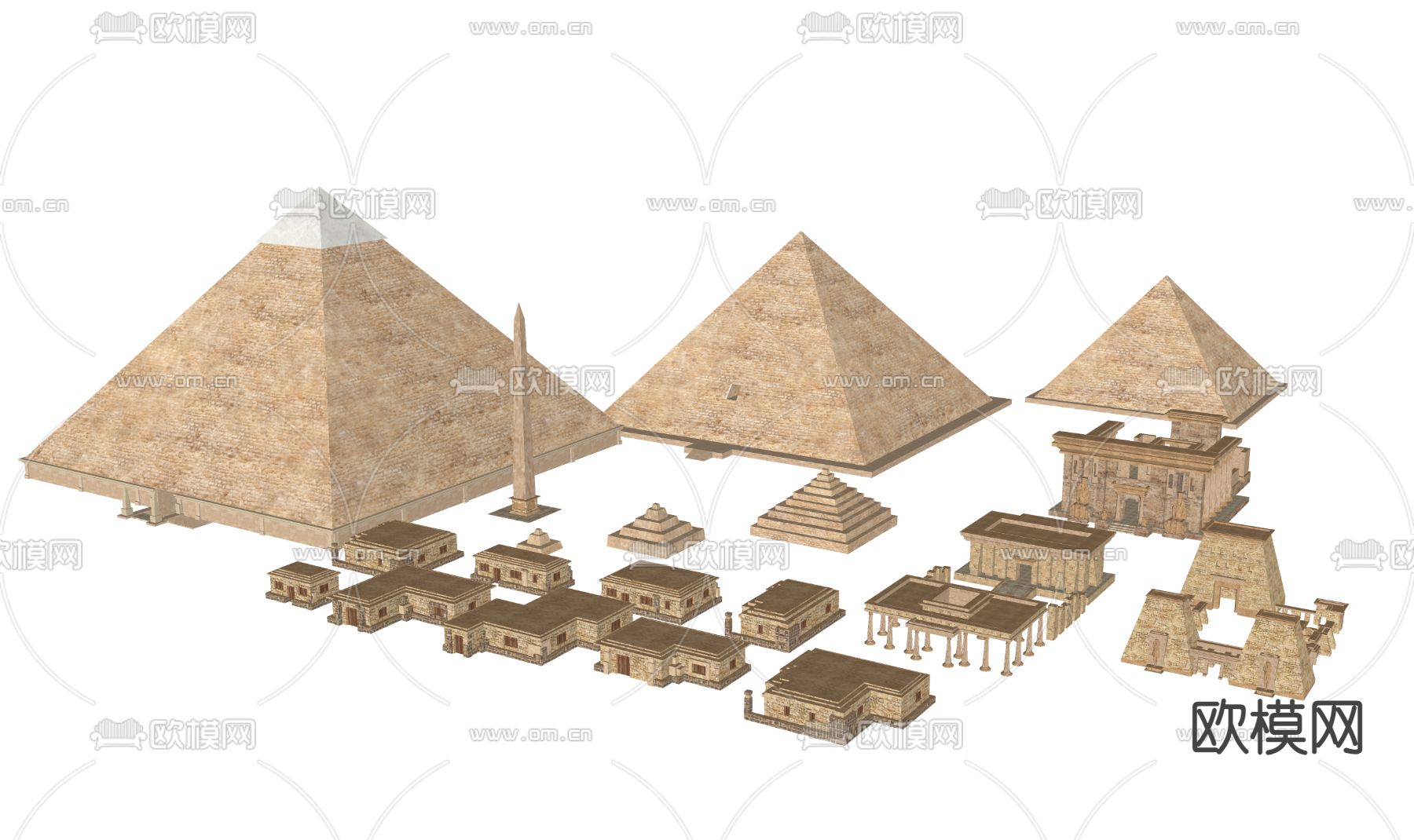 沙漠建筑 金字塔 特色古建筑 热带建筑3d模型下载（渲染图2）