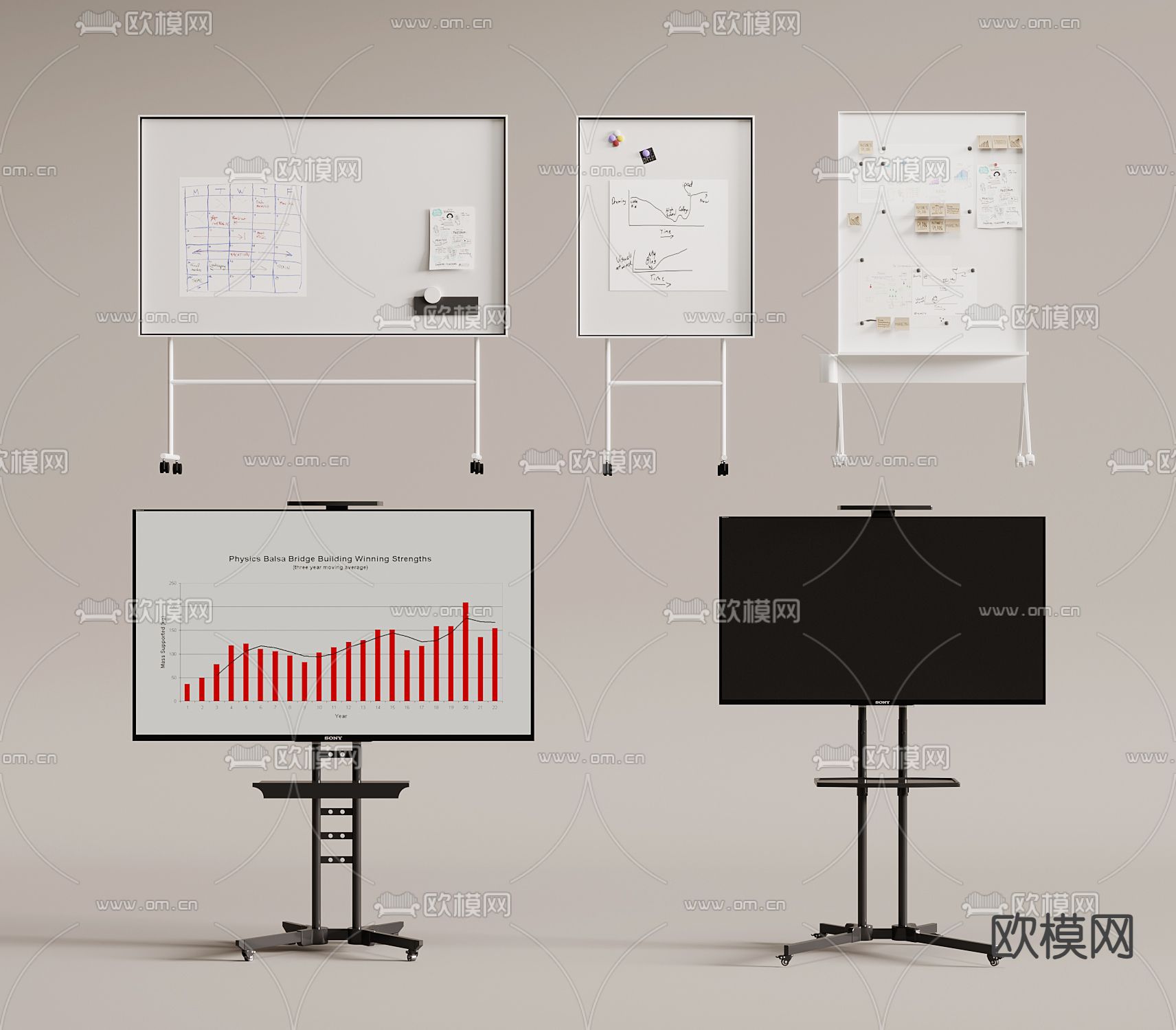 电视支架 黑板 白板su模型下载（渲染图2）