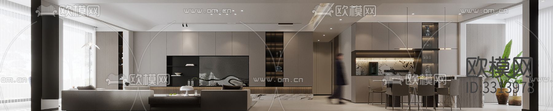 现代客餐厅效果图下载（渲染图3）